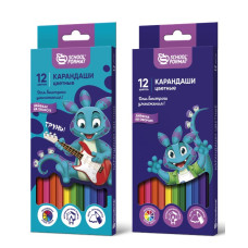 Набор цветн.каранд Schoolformat SMART DINO 12 цв. шестигран. корп. дерев. карт.уп. КЦ12-СДН
