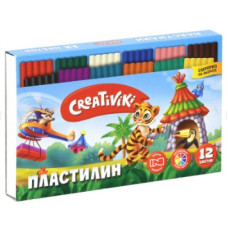 Пластилин Creativiki 12 цв. 180 г ассорти со стеком ПЛ12КР