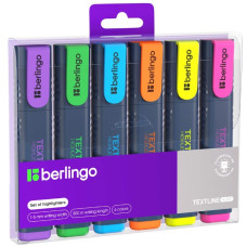 Маркер текстовыделитель набор Berlingo "Textline HL500", 6цв., 1-5мм, чехол с европод., арт.T7030