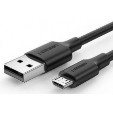 Кабель UGREEN US289-60136, USB-A 2.0 to Micro USB, 2A, силиконовый круглый, 1m, Black