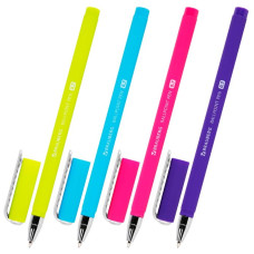 Ручка шариковая BRAUBERG SOFT TOUCH STICK «NEON», синяя, стерж.140мм, корп. асс.,  0,7мм, арт.143697