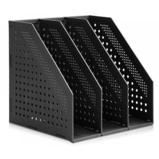 Лоток для бумаг вертикальный Deli DARK GREY, складной, 3 отделения, 288*50*300мм графит, арт.E78995г