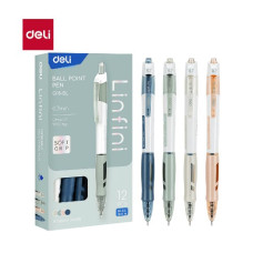 Ручка шарик/автомат. "Linfini" (Arris) Deli 0,7 мм., пласт., ассорти, стерж. синий, EQ18-BL