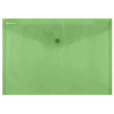 Папка конверт на кнопке C5 "Donau" прозр., зеленый, Donau арт.8547001PL-06