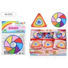 Ластик RAINBOW, синтетический каучук, фигурный, 2 дизайна (колесо+треугольник), M-6763*