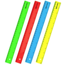Линейка пластик 30 см BRAUBERG, неоновая, ассорти,210839