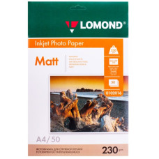 Фотобумага Lomond, A4, 230г/м2, 50л, матовая, односторонняя арт.0102016