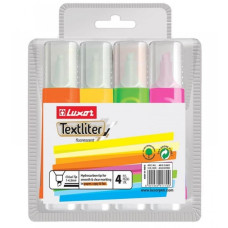 Набор текстовыделителей Luxor Textliter 4цв, 1-4,5мм,чехол с европодвесом, арт. 4010T/4WT