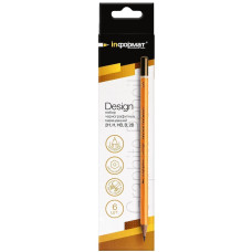 Набор чернографит.каранд дерев. INFORMAT DESIGN 6 шт 2В-2Н заточ. шестигран. PPNBY06