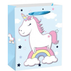 Dream cards Пакет подарочный с матовой ламинацией Единорог на радуге 18х23х10 см (M) ,210 г ППД-9602