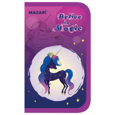 Пенал односекционный BELIVE IN MAGIC 190*115*30 мм, откидная планка, ламинированный картон M-16416*