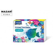 Пластилин классический 08 цветов, 160г, со стеком M-2145-08