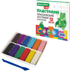 Пластилин 12 цветов/240г, BRAUBERG KIDS, арт.106436