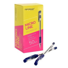 Ручка шарик. INFORMAT MICRO LINE синий 0,4 мм прозр. кругл. корп. грип игольч. наконечник IFBPP-04BL