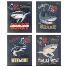 Тетрадь А5~ 48л.кл.скоба Нападение акул, асс. арт. 48-3934