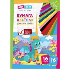 Бумага цветная двусторонняя A4, ArtSpace, 16 листов, 16 цветов, газетная, 