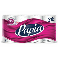 Бумага туалетная быт., спайка 8 шт., 4-слойная (8х16 м), PAPIA DELUXE, белая, ш/к 00112
